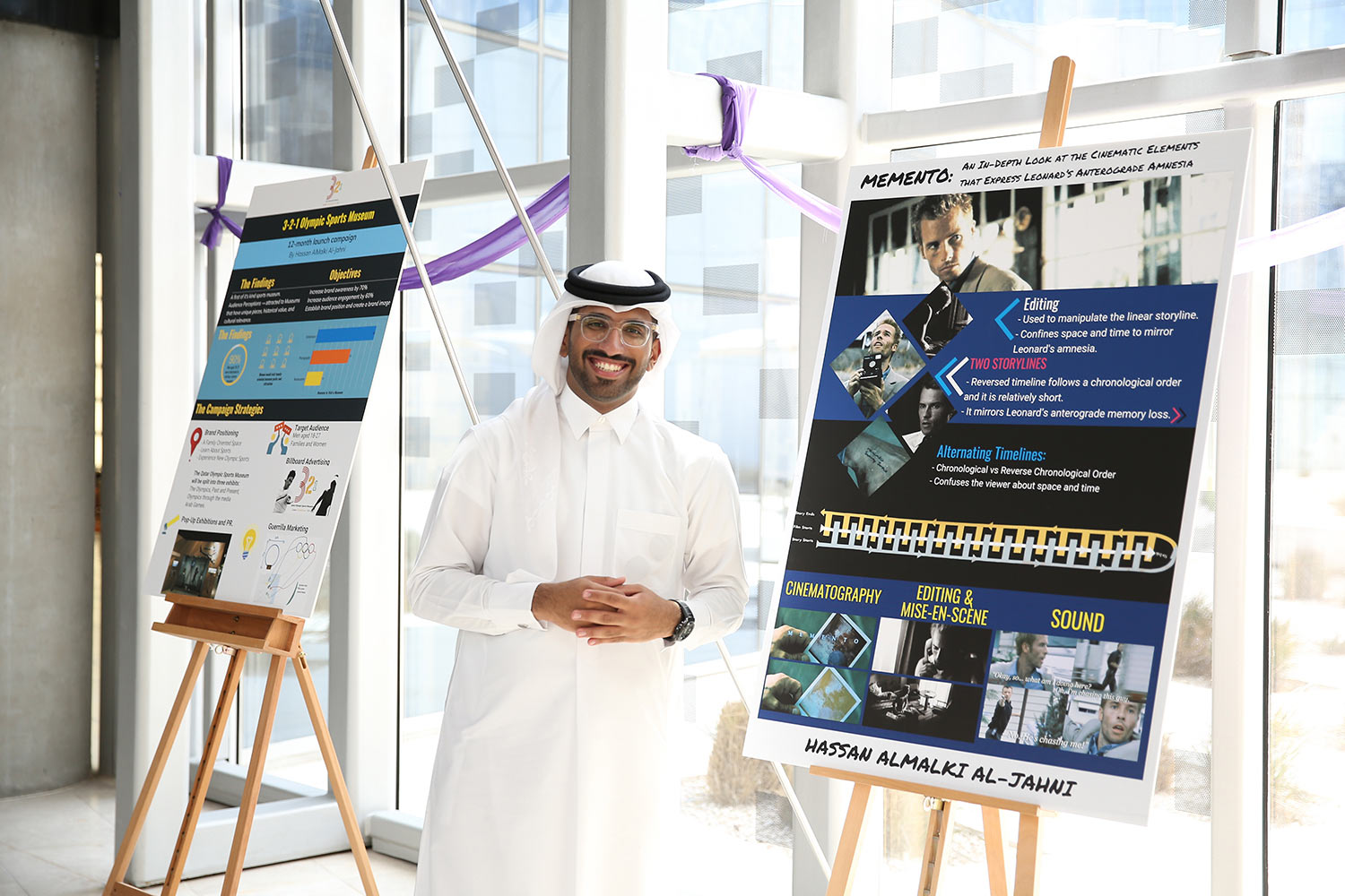 Student Hassan Al-Jahni won awards for creative writing and strategic communication
