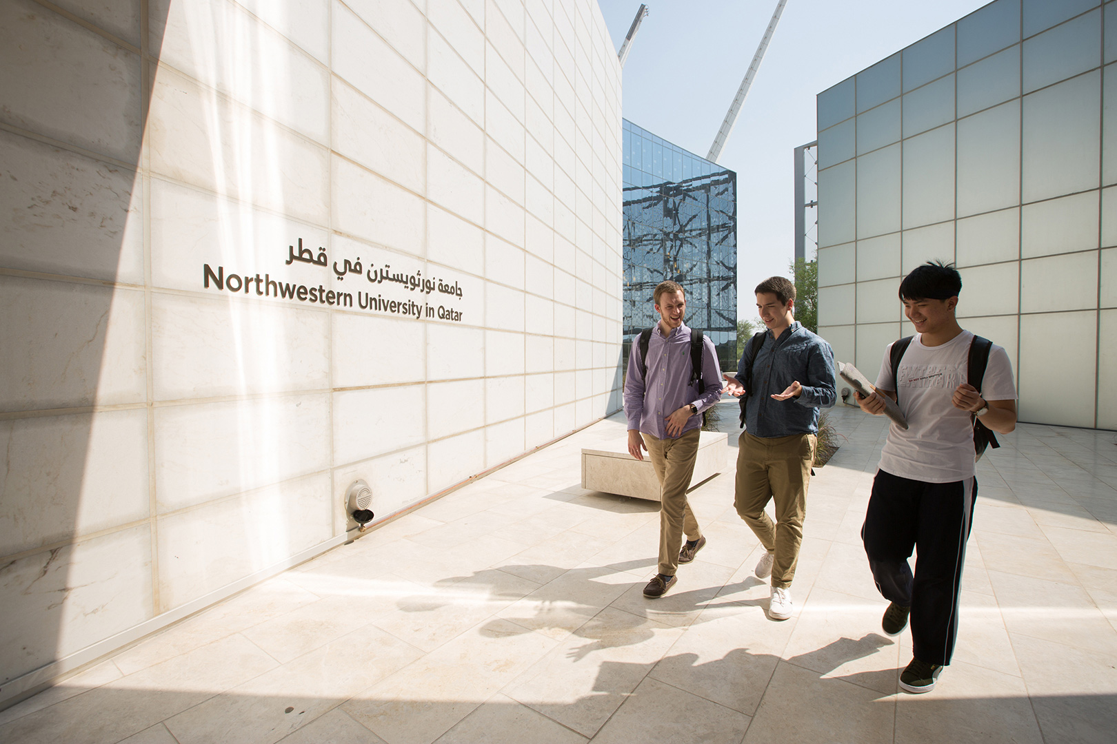 Semester in Qatar students Bryan Lee, Dylan Gresik, and Liming (Adrian) Wan