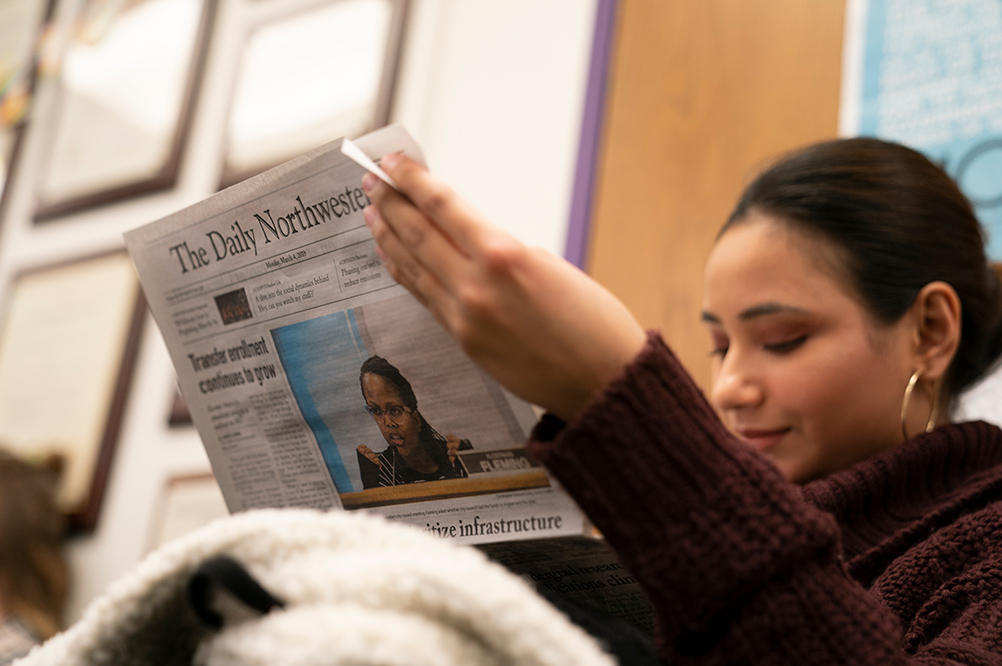 Northwestern Qatar student Shafaq Zia visits The Daily Northwestern in Evanston. 