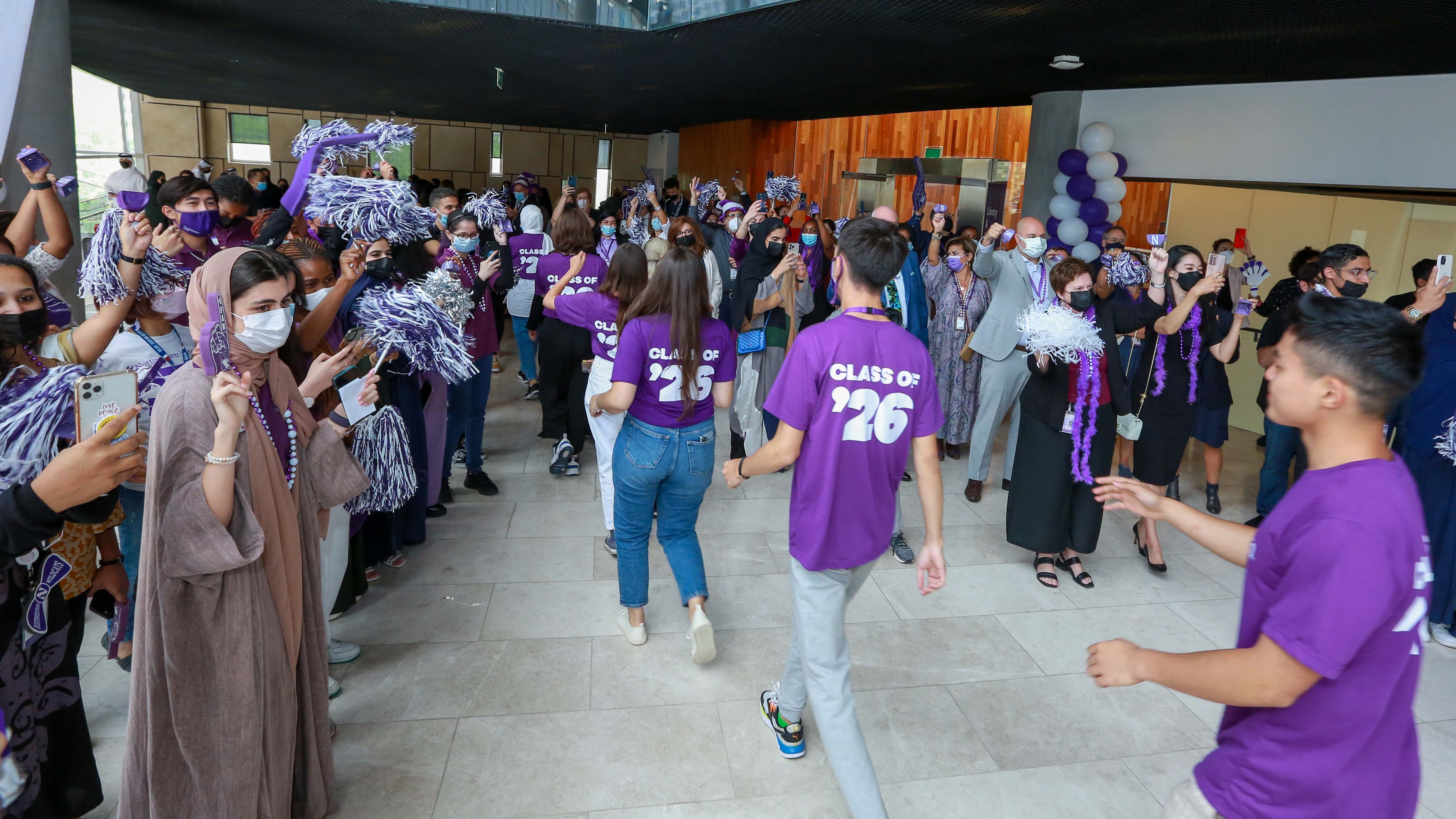At the start of every academic year, current students, faculty, friends, and other members of the community line the Wildcat pathway to cheer on and welcome the newest members of the Northwestern community