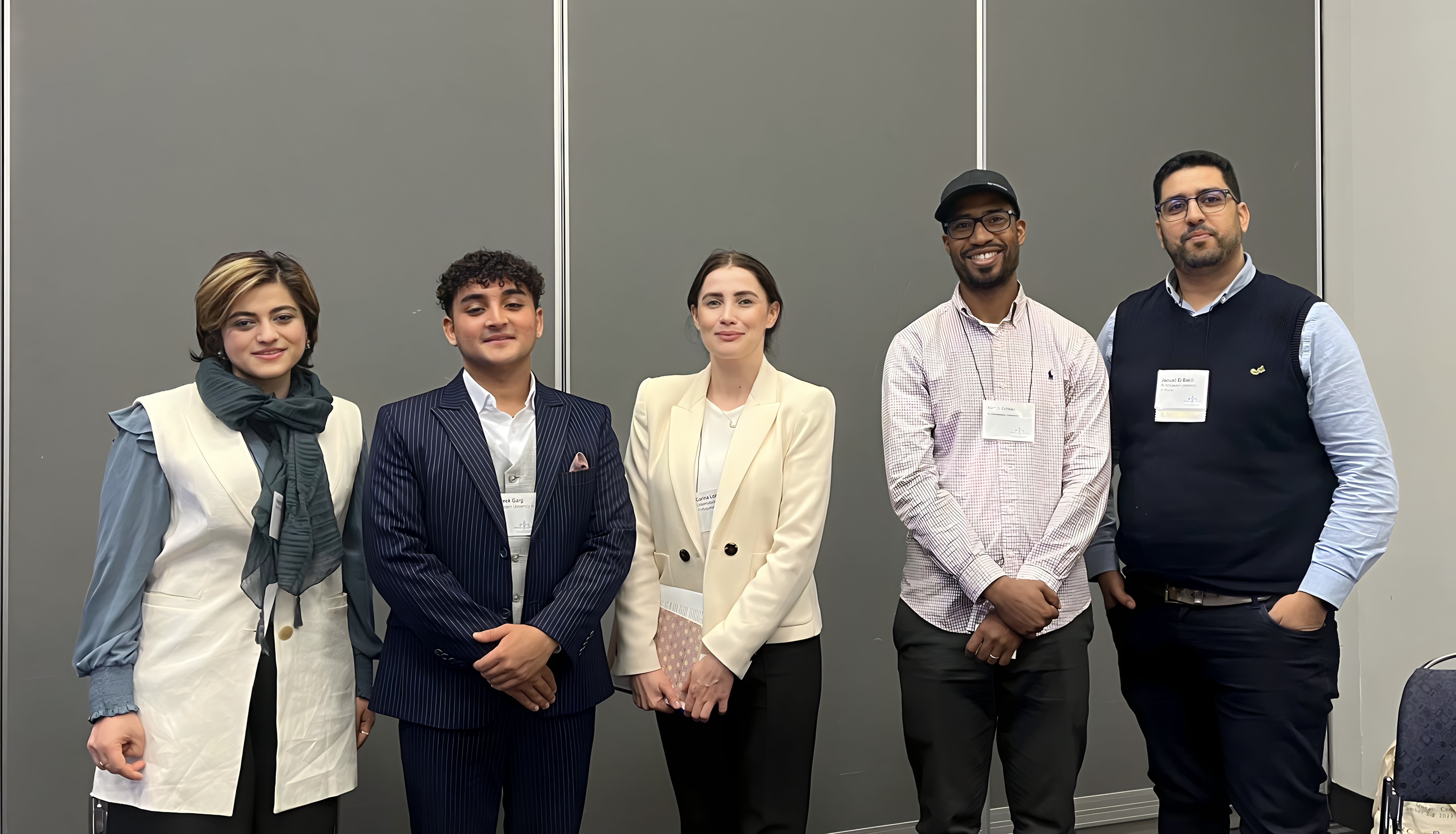 Sashreek Garg ’25 (second from left) presented his research project on gender stereotyping and harassment on social media in India