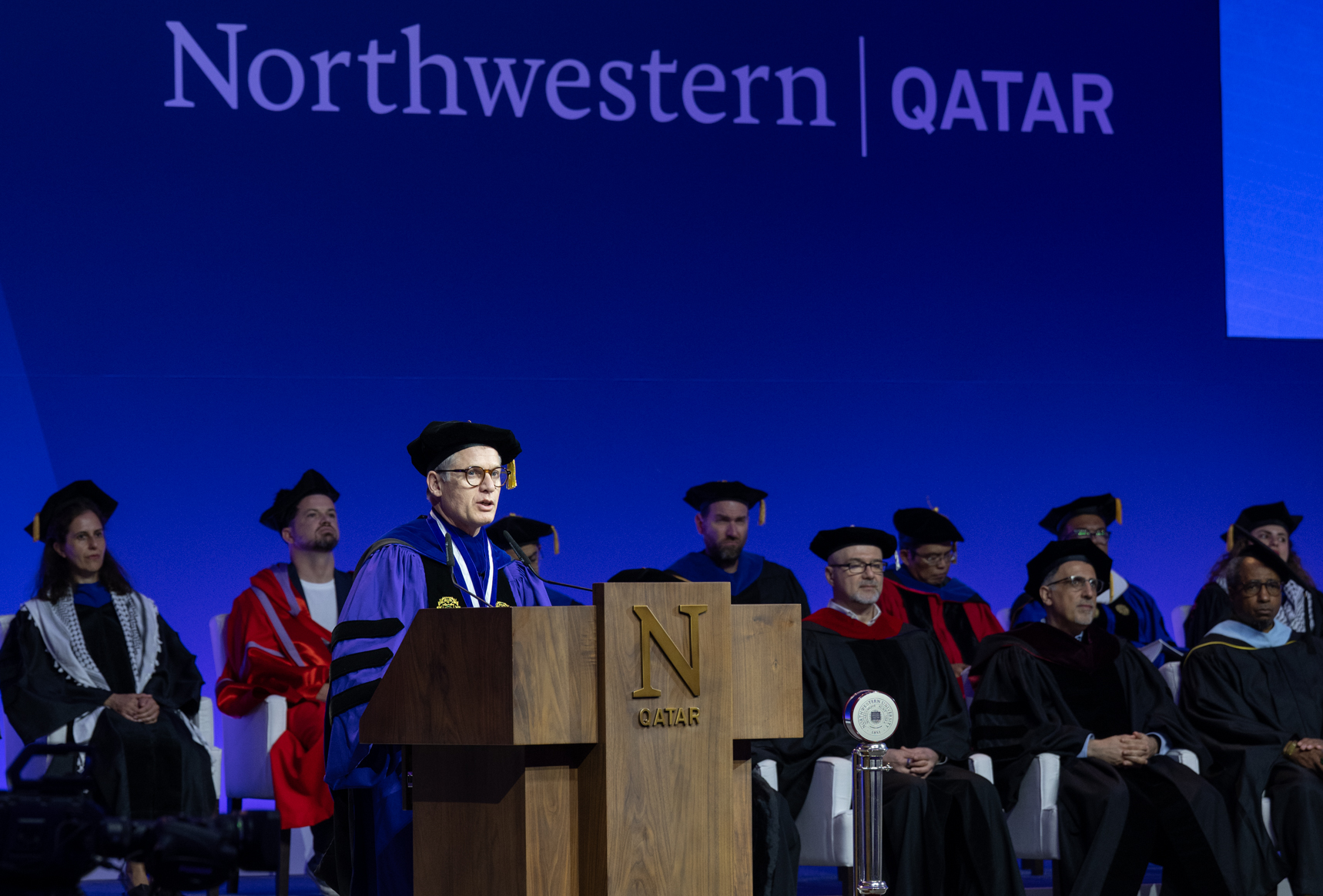 Northwestern University Provost-Elect Erik Luijten addresses the graduating class, recognizing their resilience and encouraging them to lead with openness and intention.