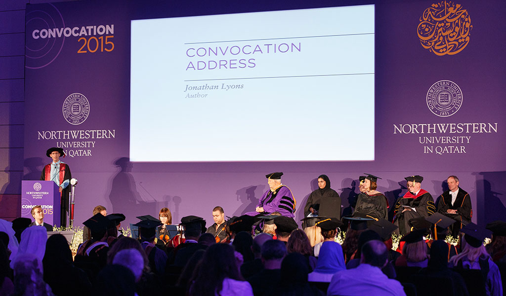 NU-Q holds a convocation ceremony at the start of each school year to welcome new and returning students.