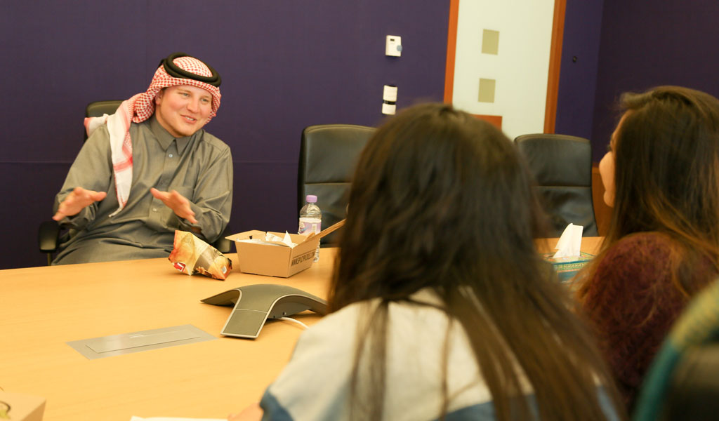 Abu Muteb interviewed by students.