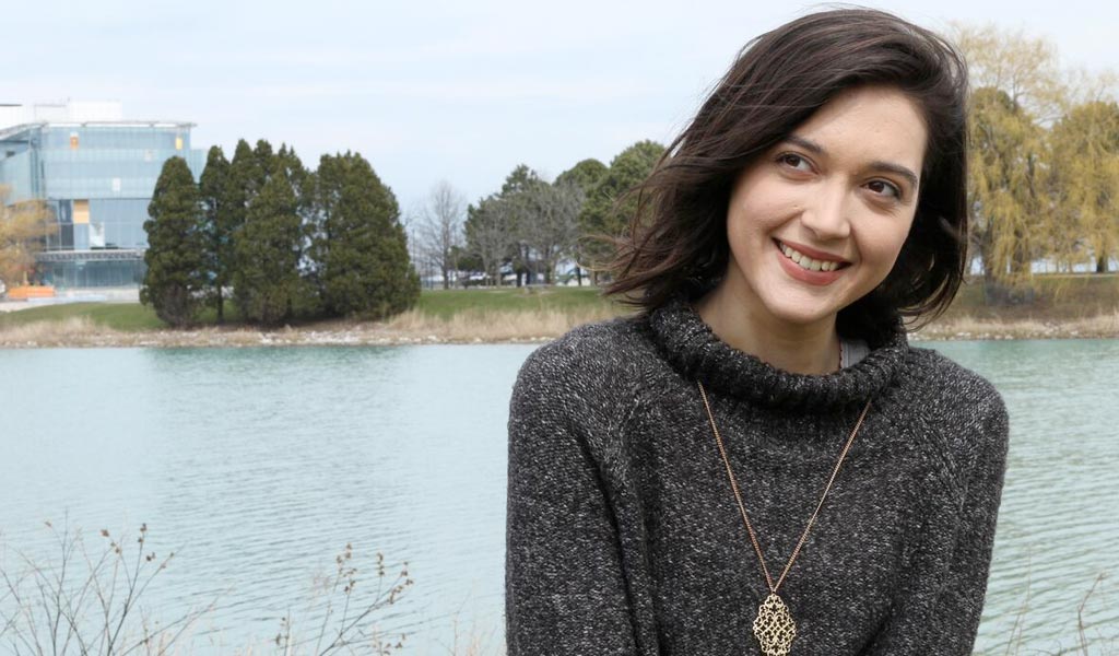 NU-Q student Valeria Marinova at the Northwestern Evanston campus in the U.S.