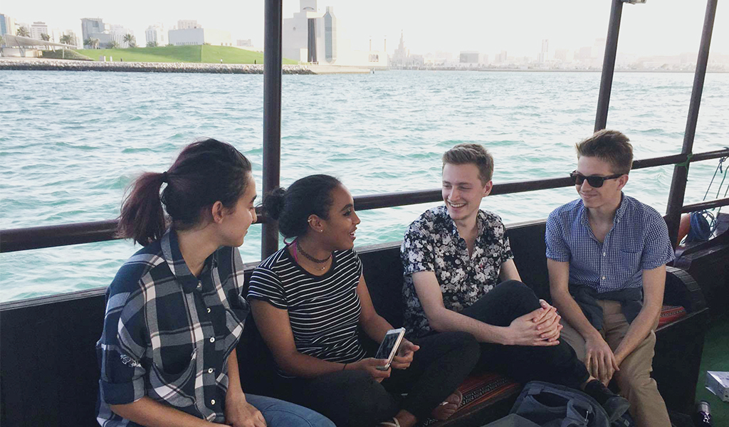 Evanston students learned about undergraduate experience in Qatar from their "shadow buddies" at events such as an evening dhow cruise.