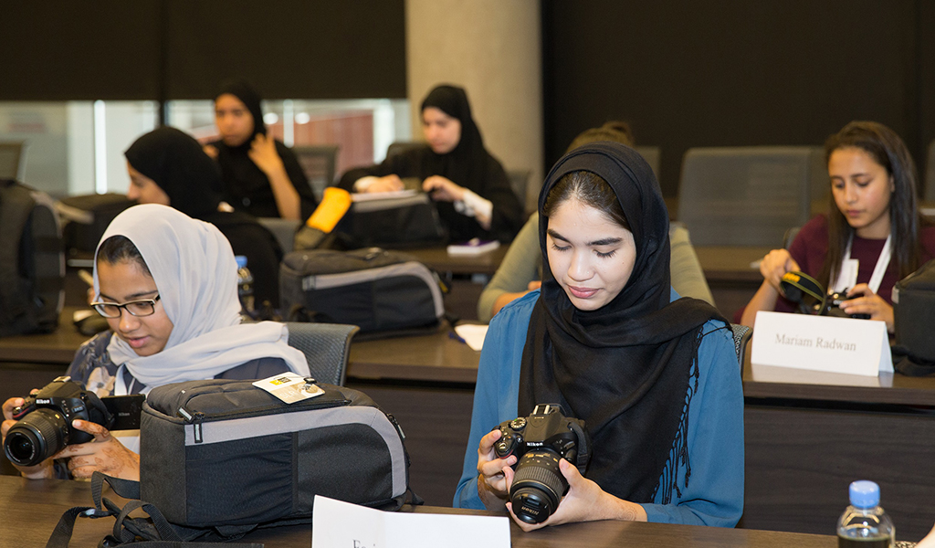 Farina Amir, a student at M.E.S. Indian School, is one of 25 students who took introductory classes in topics that reflect NU-Q’s expertise in communication and journalism.