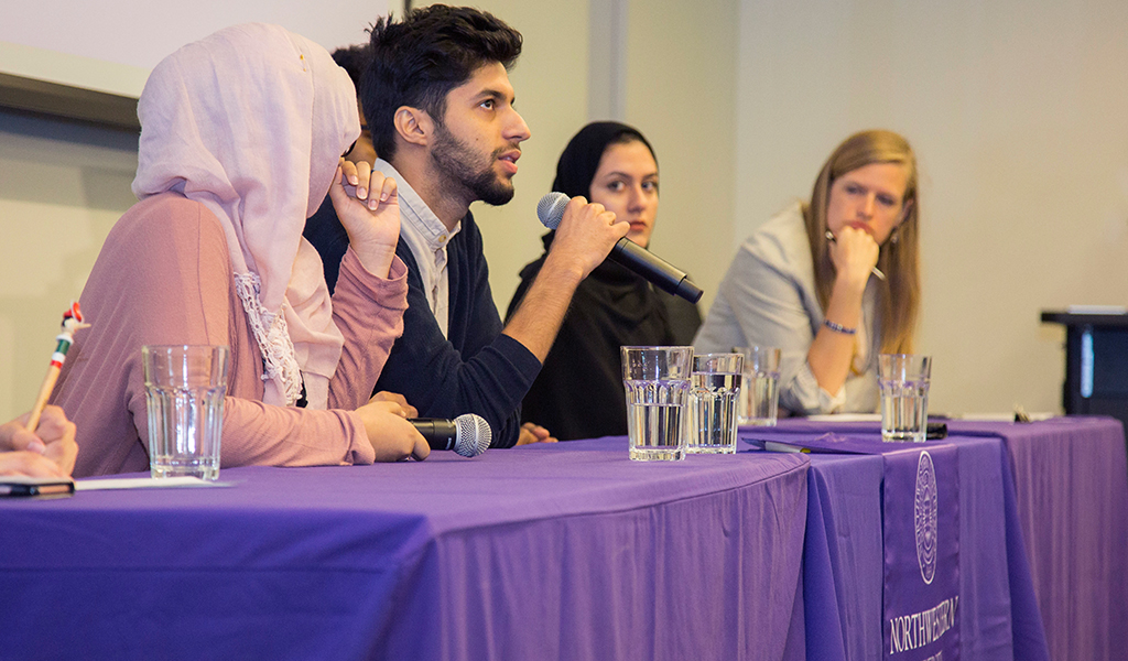 Student Research Week at NU-Q includes a community meeting, hosted by student researchers who discuss their experiences working on different research projects.