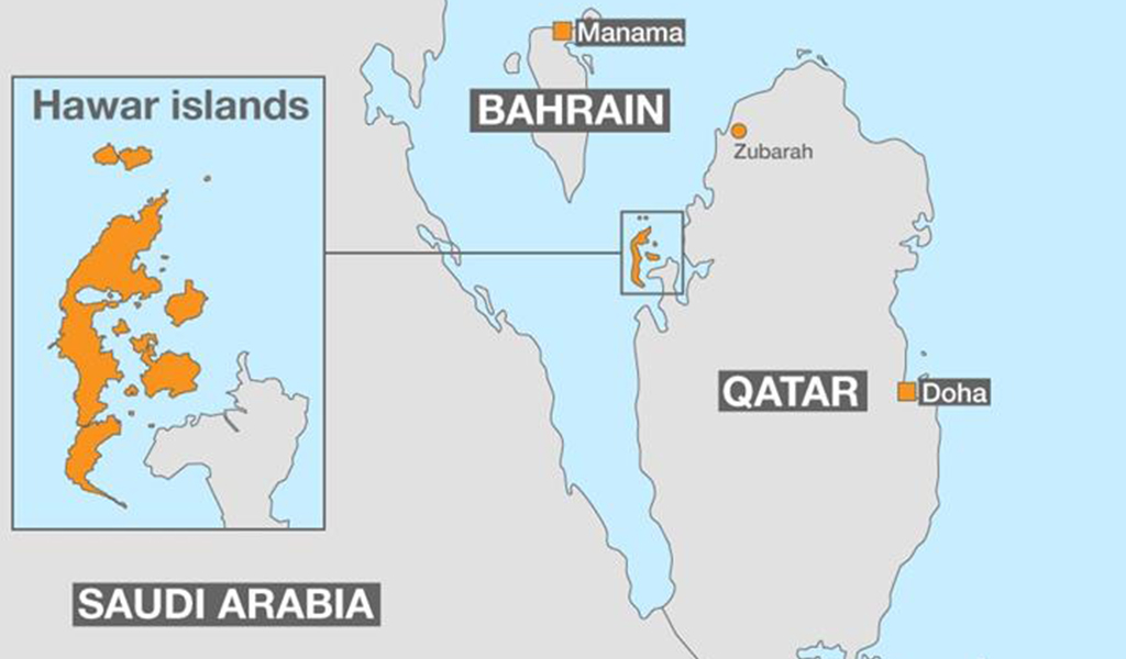 Map of Qatar and Bahrain, Hawar Islands
