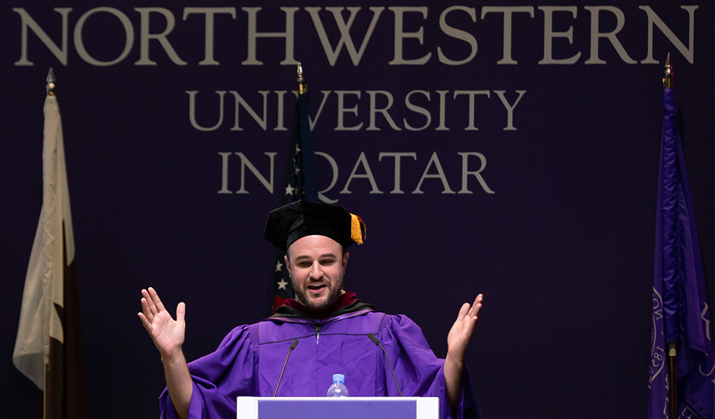 Jordan Horowitz speaks at NU-Q convocation