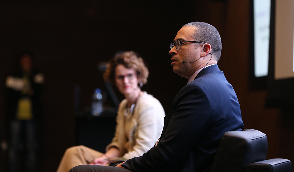 Northwestern University Provost Jonathan Holloway and Annelise Riles, associate provost for global affairs and executive director of the Buffett Institute for Global Studies, speak at NU-Q