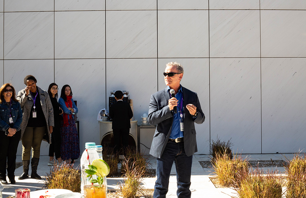 Dean Craig LaMay welcoming students, faculty, and staff back to NU-Q. 