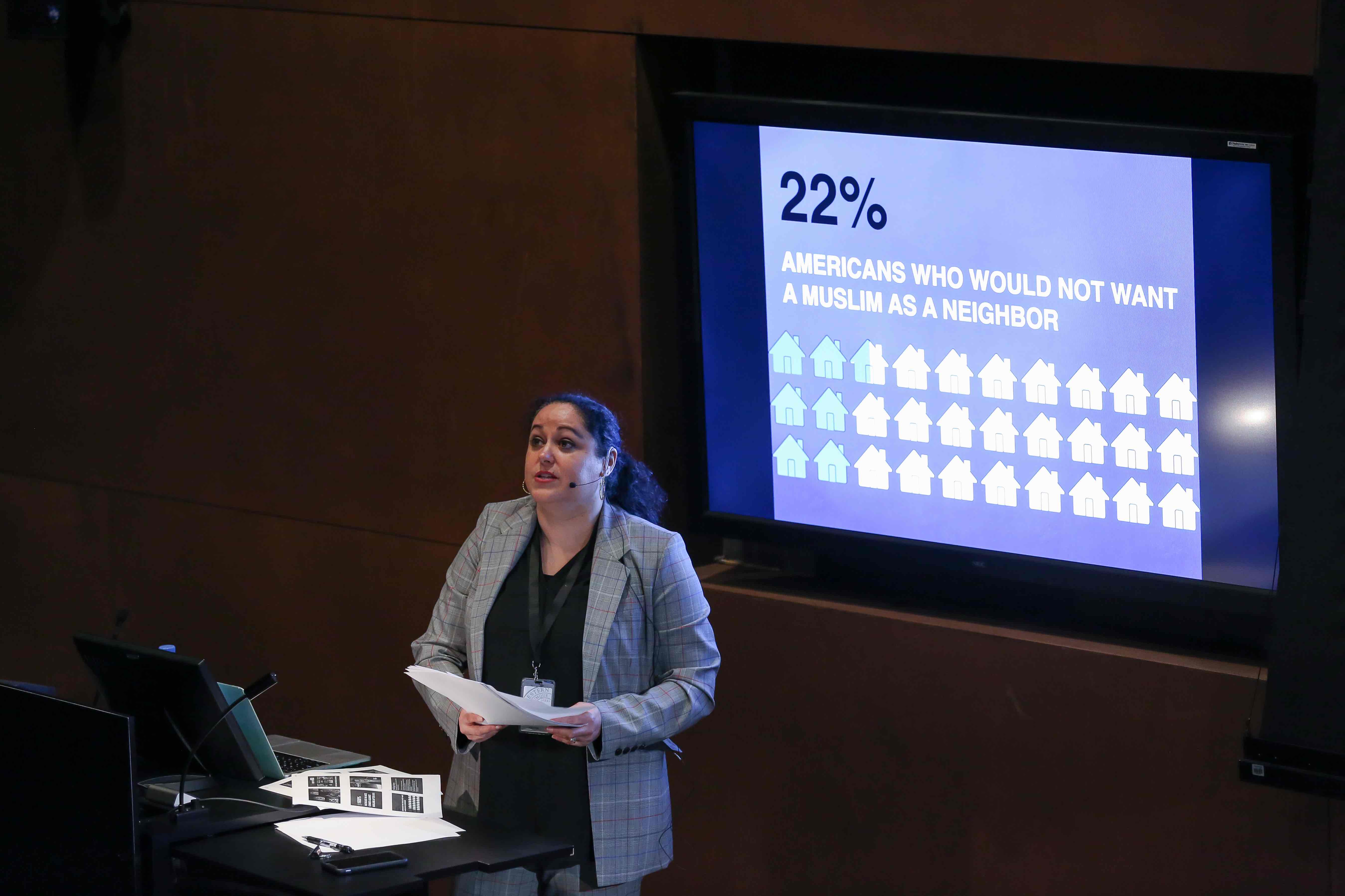 Media scholar Evelyn Alsultany spoke at NU-Q about the implications of biased representation of Arabs and Muslims in American films. 